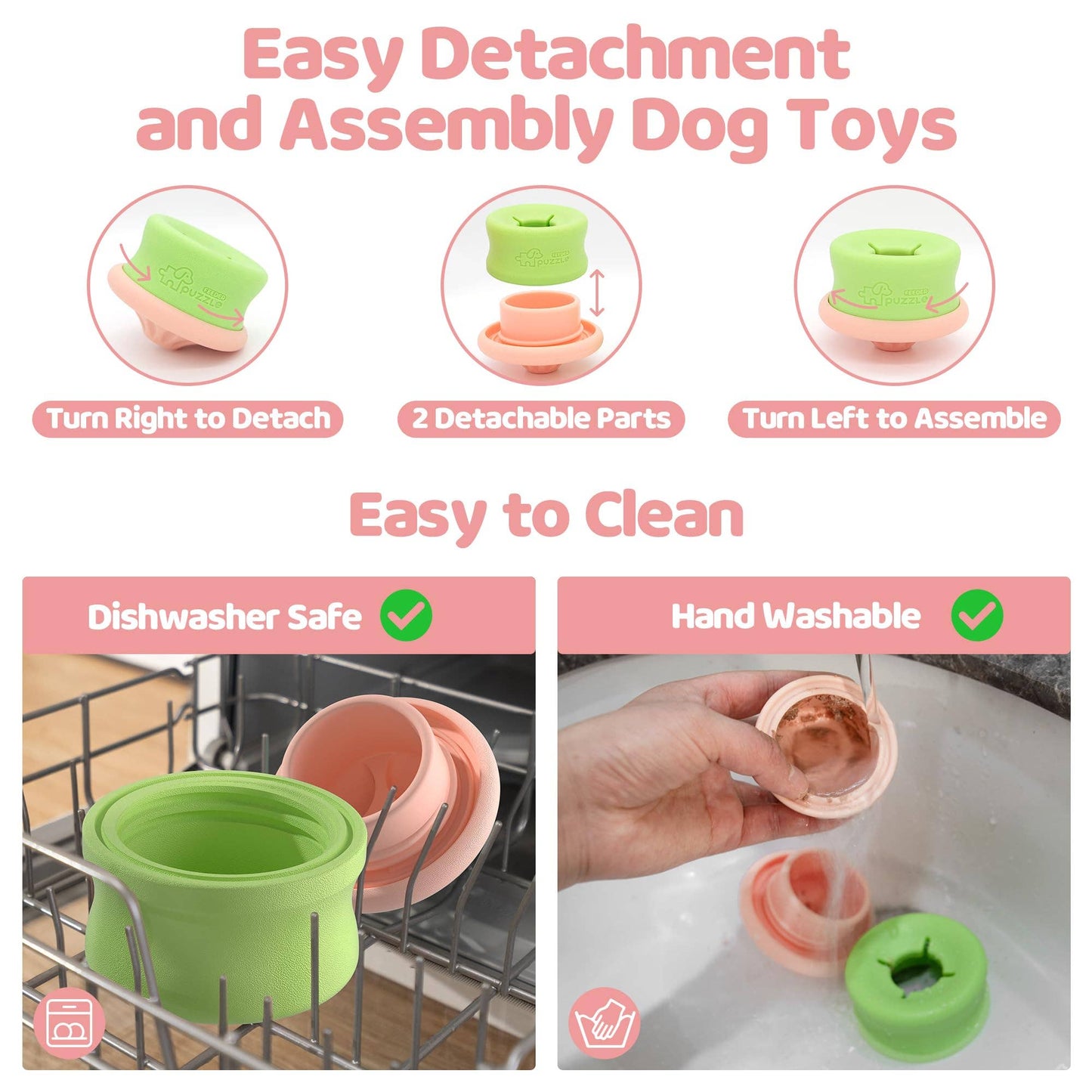 Puzzle Feeder Dog Toys, Interactive Enrichment Dog Toys Pink