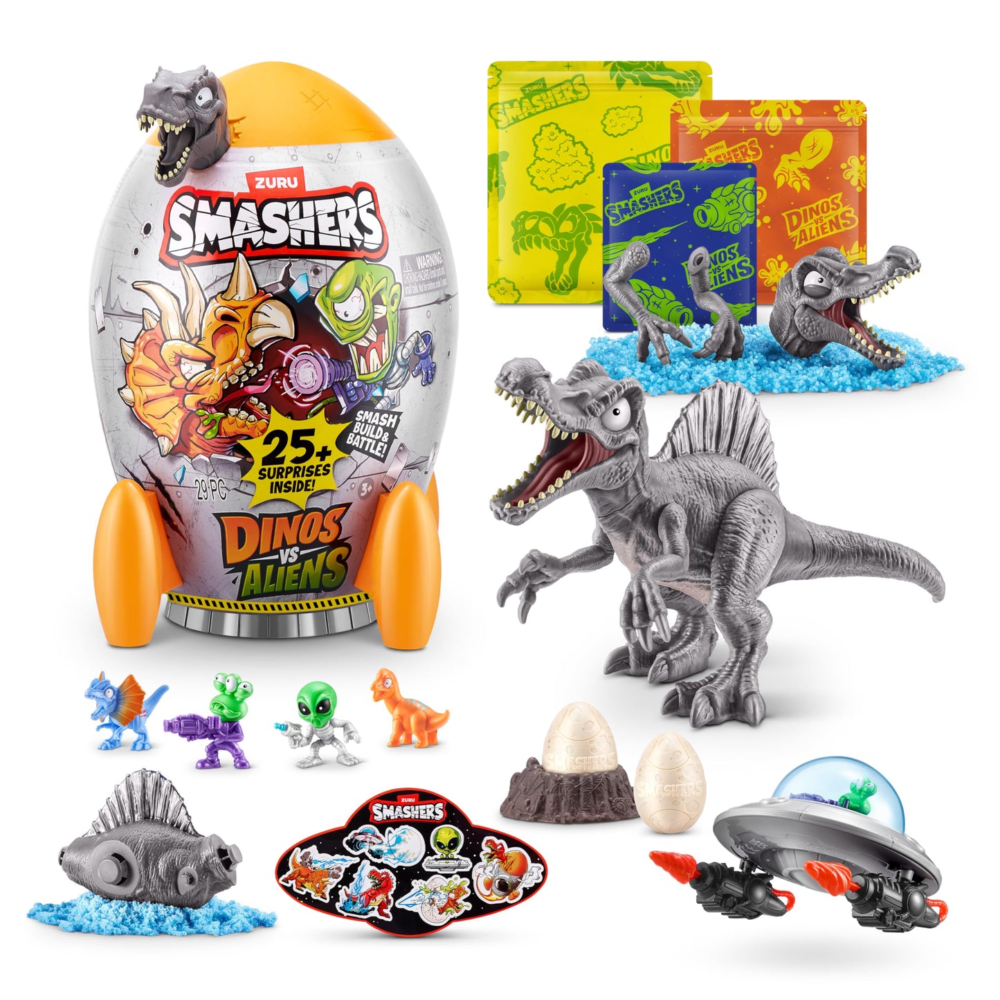 ZURU Smashers Dinos vs Aliens Rocket Mystery Pack (Spinosaurus, 25+ Surprises)