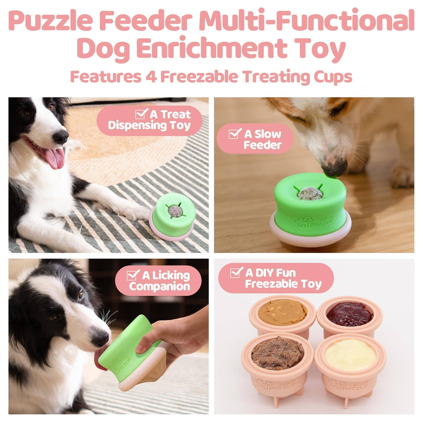 Puzzle Feeder Dog Toys, Interactive Enrichment Dog Toys Pink