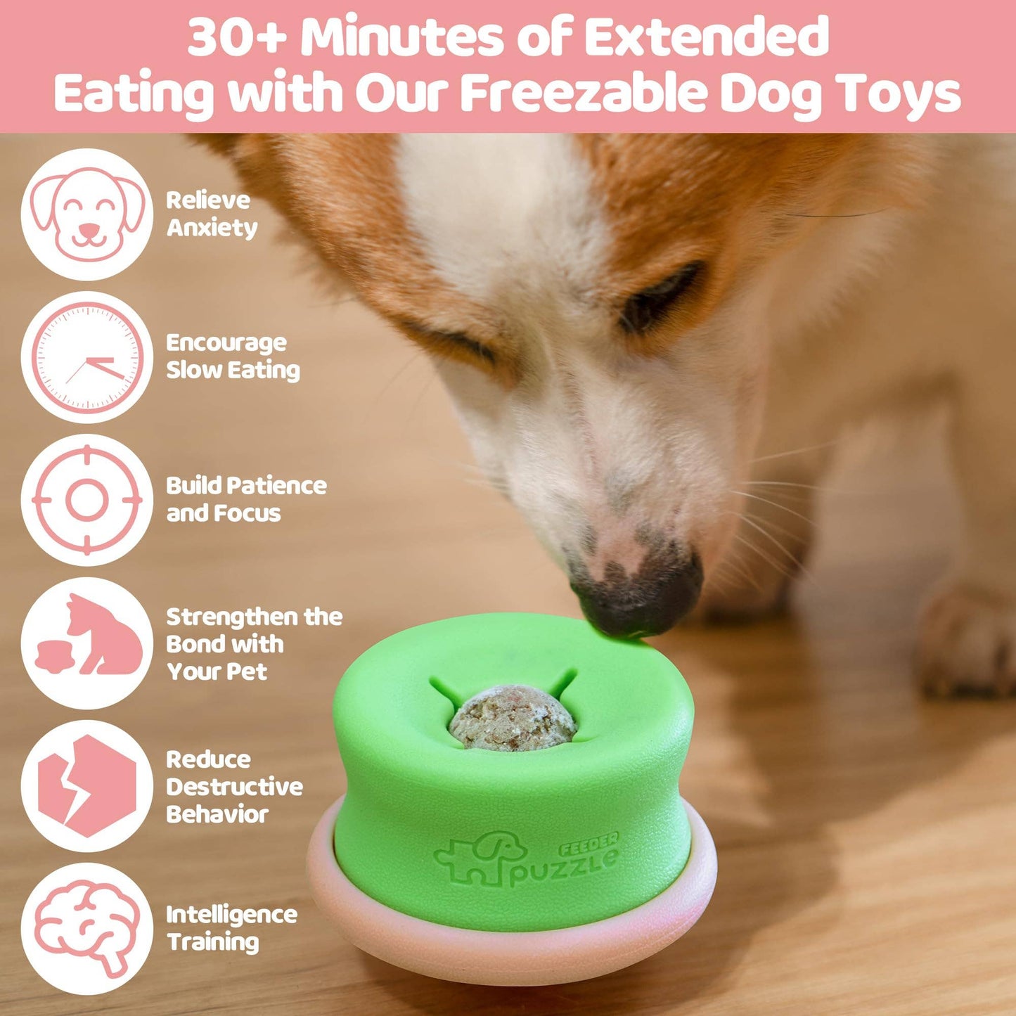 Puzzle Feeder Dog Toys, Interactive Enrichment Dog Toys Pink